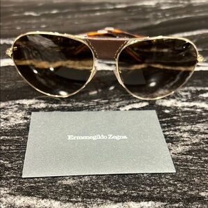 Ermenegildo Zegna Gold Aviator Sunglasses
